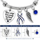 ALS Memorial Bracelet – Blue & White ALS Awareness Ribbon, Your Wings Were Ready My Heart Was Not, Angel Wing Remembrance Gift