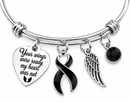 Black Ribbon Memorial Bracelet – Your Wings Were Ready My Heart Was Not, Angel Wing Remembrance Jewelry, Melanoma & Mourning Gift