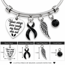 Black Ribbon Memorial Bracelet – Your Wings Were Ready My Heart Was Not, Angel Wing Remembrance Jewelry, Melanoma & Mourning Gift