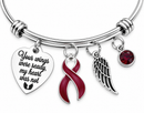 Burgundy Awareness Ribbon Memorial Bracelet – Your Wings Were Ready My Heart Was Not, Multiple Myeloma Remembrance Gift
