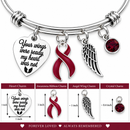 Burgundy Awareness Ribbon Memorial Bracelet – Your Wings Were Ready My Heart Was Not, Multiple Myeloma Remembrance Gift