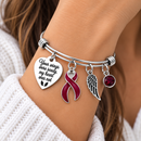 Burgundy Awareness Ribbon Memorial Bracelet – Your Wings Were Ready My Heart Was Not, Multiple Myeloma Remembrance Gift