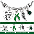 Green Awareness Ribbon Memorial Bracelet – Your Wings Were Ready My Heart Was Not, Angel Wing Remembrance Gift, Mental Health & Kidney Disease Jewelry