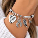 Gray Awareness Ribbon Memorial Bracelet – Your Wings Were Ready My Heart Was Not, Brain Cancer & Brain Tumor Remembrance Gift