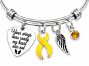 Gold Ribbon Memorial Bracelet – Childhood Cancer Awareness Jewelry, Your Wings Were Ready My Heart Was Not, Angel Wing Remembrance Gift