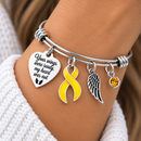 Gold Ribbon Memorial Bracelet – Childhood Cancer Awareness Jewelry, Your Wings Were Ready My Heart Was Not, Angel Wing Remembrance Gift