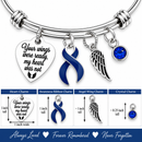 Navy Blue Awareness Ribbon Memorial Bracelet – Your Wings Were Ready My Heart Was Not, Colon Cancer & Colorectal Cancer Remembrance Gift
