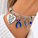 Navy Blue Awareness Ribbon Memorial Bracelet – Your Wings Were Ready My Heart Was Not, Colon Cancer & Colorectal Cancer Remembrance Gift