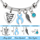 Light Blue Awareness Ribbon Memorial Bracelet – Your Wings Were Ready My Heart Was Not, Prostate Cancer Remembrance & Angel Wing Gift
