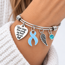 Light Blue Awareness Ribbon Memorial Bracelet – Your Wings Were Ready My Heart Was Not, Prostate Cancer Remembrance & Angel Wing Gift