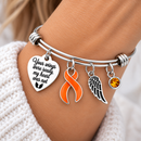 Orange Awareness Ribbon Memorial Bracelet – Your Wings Were Ready My Heart Was Not, Leukemia, Kidney Cancer & MS Remembrance Gift