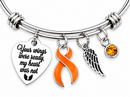 Orange Awareness Ribbon Memorial Bracelet – Your Wings Were Ready My Heart Was Not, Leukemia, Kidney Cancer & MS Remembrance Gift