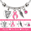 Pink Ribbon Memorial Bracelet – Breast Cancer Awareness Jewelry, Your Wings Were Ready My Heart Was Not, Angel Wing Remembrance Gift