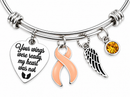 Peach Awareness Ribbon Memorial Bracelet – Uterine & Endometrial Cancer Remembrance Gift, Your Wings Were Ready My Heart Was Not