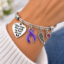Purple Awareness Ribbon Memorial Bracelet – Your Wings Were Ready My Heart Was Not – Pancreatic Cancer, Alzheimer’s, Lupus & Fibromyalgia Remembrance Gift