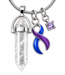 Blue & Purple Ribbon Healing Quartz Crystal Necklace