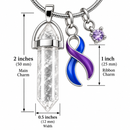 Blue & Purple Ribbon Healing Quartz Crystal Necklace