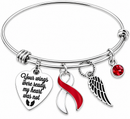 Red & White Awareness Ribbon Memorial Bracelet – Head & Neck Cancer, Oral Cancer & Aplastic Anemia Remembrance Gift – Your Wings Were Ready
