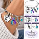 Teal & Purple Awareness Ribbon Memorial Bracelet – Suicide Prevention Remembrance Jewelry – Your Wings Were Ready My Heart Was Not – Angel Wing Sympathy Gift