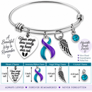 Teal & Purple Awareness Ribbon Memorial Bracelet – Suicide Prevention Remembrance Jewelry – Your Wings Were Ready My Heart Was Not – Angel Wing Sympathy Gift