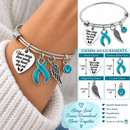 Teal Awareness Ribbon Memorial Bracelet – Ovarian Cancer Remembrance Gift – Your Wings Were Ready My Heart Was Not – Angel Wing Sympathy Jewelry