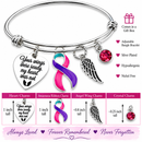 Pink Purple Pink Teal Purple Awareness Ribbon Memorial Bracelet – Thyroid Cancer Remembrance Gift – Your Wings Were Ready My Heart Was Not – Angel Wing Jewelry