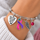 Pink Purple Pink Teal Purple Awareness Ribbon Memorial Bracelet – Thyroid Cancer Remembrance Gift – Your Wings Were Ready My Heart Was Not – Angel Wing Jewelry