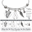 White Awareness Ribbon Memorial Bracelet – Lung Cancer Remembrance Gift – Your Wings Were Ready My Heart Was Not – Angel Wing Sympathy Jewelry
