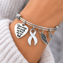 White Awareness Ribbon Memorial Bracelet – Lung Cancer Remembrance Gift – Your Wings Were Ready My Heart Was Not – Angel Wing Sympathy Jewelry