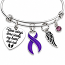 Violet Awareness Ribbon Memorial Bracelet – Hodgkin Lymphoma & Testicular Cancer Remembrance Gift – Your Wings Were Ready My Heart Was Not