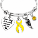 Yellow Awareness Ribbon Memorial Bracelet – Bladder Cancer, Endometriosis & Support Our Troops Remembrance Gift – Your Wings Were Ready
