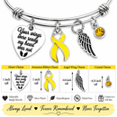 Yellow Awareness Ribbon Memorial Bracelet – Bladder Cancer, Endometriosis & Support Our Troops Remembrance Gift – Your Wings Were Ready