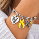 Yellow Awareness Ribbon Memorial Bracelet – Bladder Cancer, Endometriosis & Support Our Troops Remembrance Gift – Your Wings Were Ready