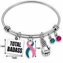 Previvor Bracelet – Pink & Teal Awareness Ribbon Total Badass Bracelet – BRCA1 BRCA2 Hereditary Breast & Ovarian Cancer Gift