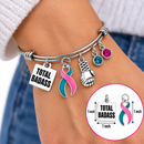 Previvor Bracelet – Pink & Teal Awareness Ribbon Total Badass Bracelet – BRCA1 BRCA2 Hereditary Breast & Ovarian Cancer Gift