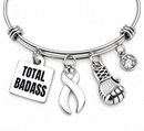 White Awareness Ribbon Bracelet – Total Badass Lung Cancer Survivor Bracelet – Cancer Fighter & Warrior Gift