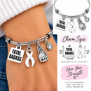 White Awareness Ribbon Bracelet – Total Badass Lung Cancer Survivor Bracelet – Cancer Fighter & Warrior Gift