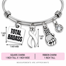 White Awareness Ribbon Bracelet – Total Badass Lung Cancer Survivor Bracelet – Cancer Fighter & Warrior Gift