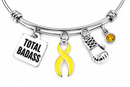 Yellow Ribbon Total Badass Boxing Glove Awareness Bracelet – Survivor & Fighter Gift