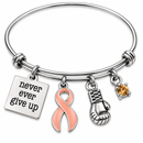 Never Give Up Awareness Ribbon Bracelet – Choose Any Ribbon Color – Boxing Glove Survivor Bracelet – Cancer & Chronic Illness Gift