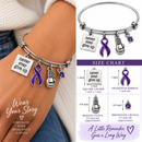 Never Give Up Awareness Ribbon Bracelet – Choose Any Ribbon Color – Boxing Glove Survivor Bracelet – Cancer & Chronic Illness Gift