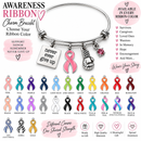 Never Give Up Awareness Ribbon Bracelet – Choose Any Ribbon Color – Boxing Glove Survivor Bracelet – Cancer & Chronic Illness Gift