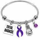 Choose Your Ribbon Color Total Badass Awareness Bracelet – Personalized Survivor, Fighter & Cause Jewelry