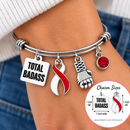 Red & White Awareness Ribbon Bracelet – Total Badass Aplastic Anemia Survivor Bracelet – Head & Neck Cancer, Oral Cancer & DVT Gift