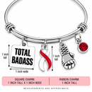 Red & White Awareness Ribbon Bracelet – Total Badass Aplastic Anemia Survivor Bracelet – Head & Neck Cancer, Oral Cancer & DVT Gift