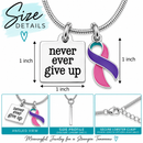 Thyroid Cancer Awareness Necklace – Pink Teal Purple Ribbon Never Ever Give Up Necklace – Thyroid Cancer Survivor Fighter Gift
