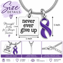 Violet Ribbon Hodgkin Lymphoma Awareness Necklace – Never Ever Give Up Necklace – Cancer Survivor Fighter Gift, Encouragement Jewelry