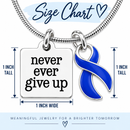 Never Ever Give Up Periwinkle Awareness Ribbon Necklace – Stomach Cancer, Eating Disorder & Pulmonary Hypertension Support Gift