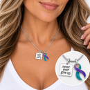 Never Ever Give Up Teal & Purple Awareness Ribbon Necklace – Suicide Prevention & Mental Health Support Gift