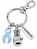 Light Blue Awareness Ribbon Warrior Keychain – Boxing Glove Cancer Fighter Gift, Prostate Cancer, Men’s Health, Survivor & Support Gift